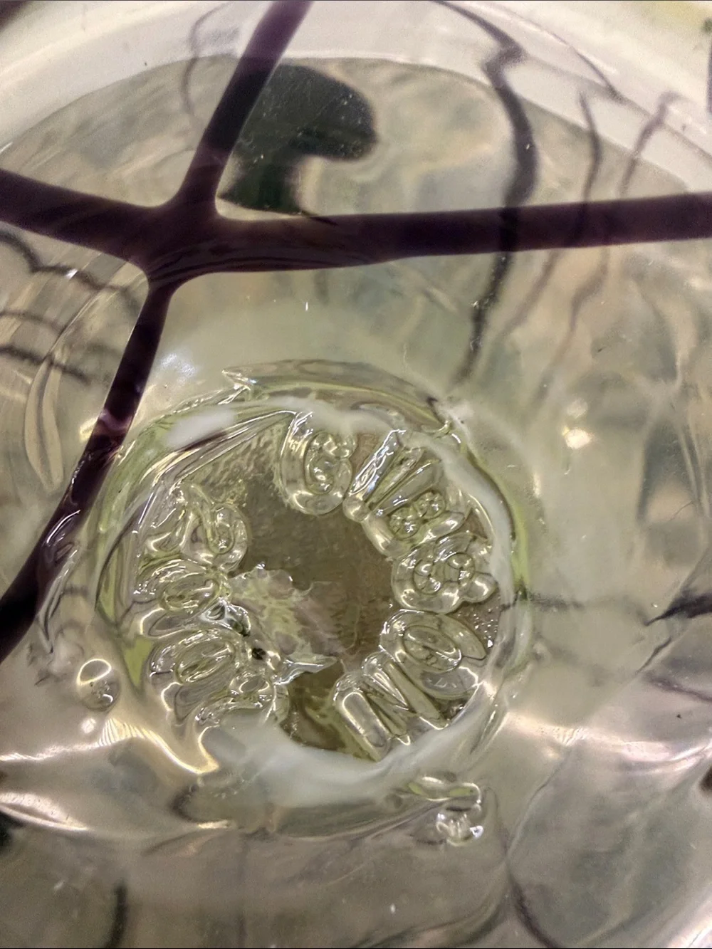 Gibson Green & Black Heart Motif Art Glass Vase